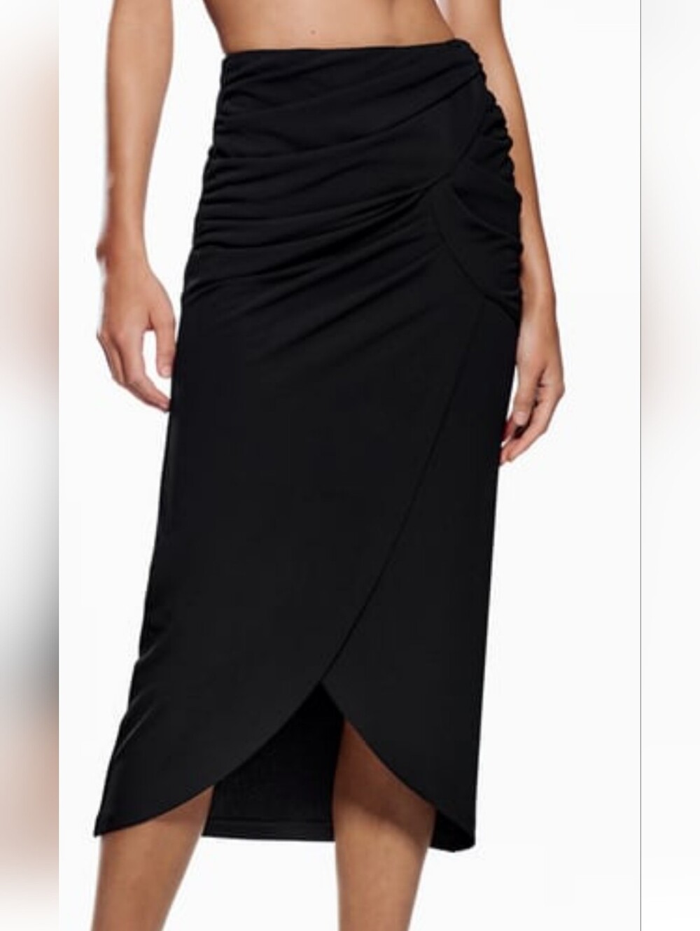 🎁 FREE Zara Black Midi Draped Skirt Size XS (See Description)